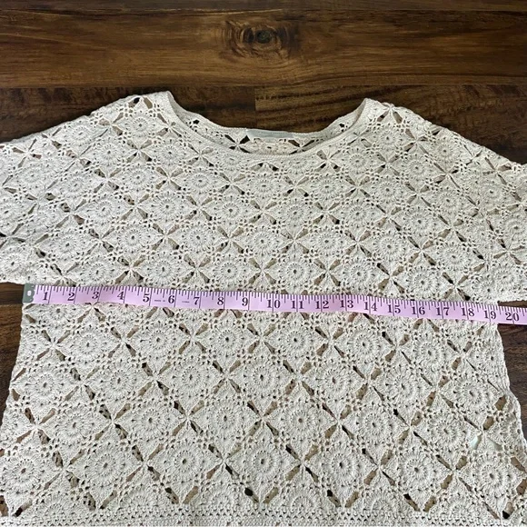 Sezane Dorine Crochet Top 100% Cotton Large Beige Lace Cottagecore Grandmacore - Picture 13 of 14